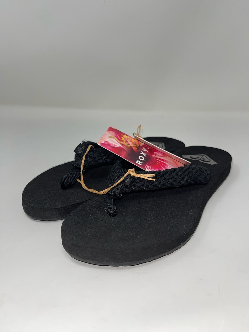 Roxy Women's Black Braided Thong Sandals - Picture 2 of 4